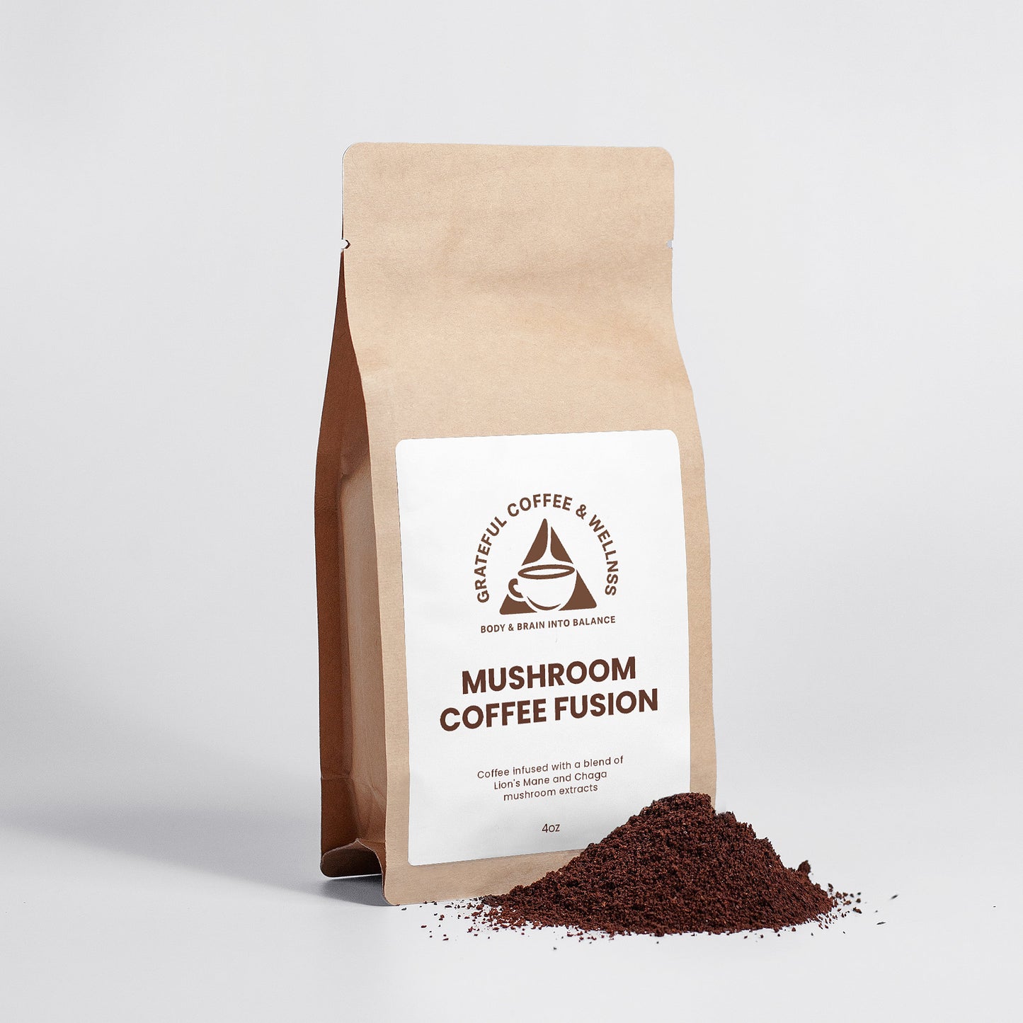 Mushroom Coffee Fusion - Lion’s Mane & Chaga - Dark Roast -  Ground - 4oz