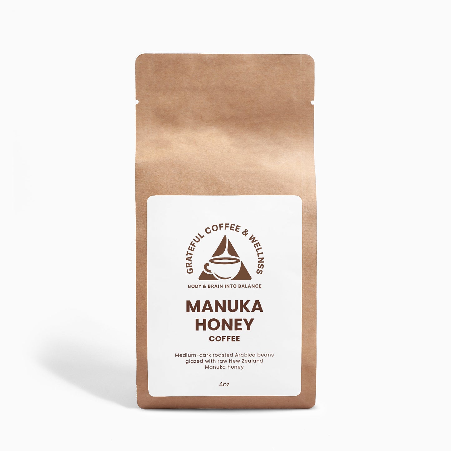 Manuka Honey - Medium/Dark Roasted Coffee - Whole Bean - 4oz