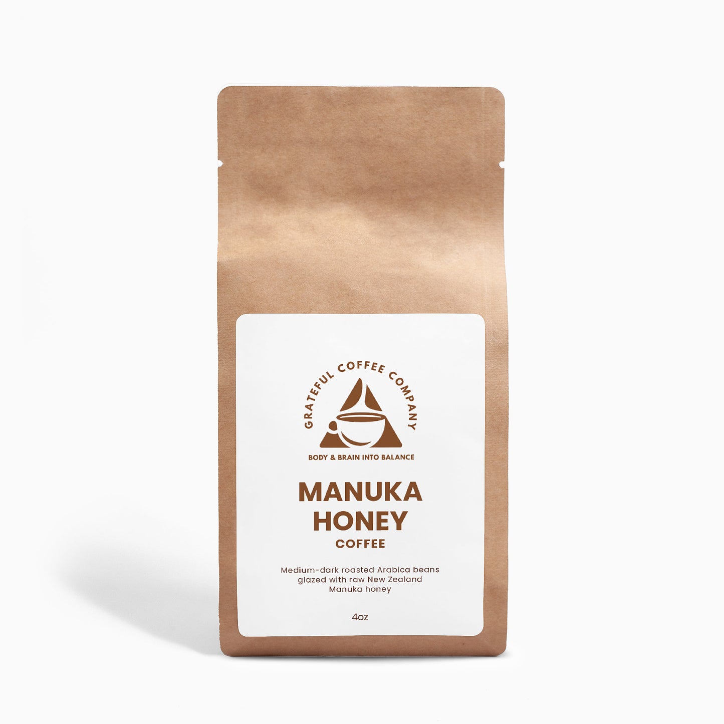 Manuka Honey - Medium/Dark Roasted Coffee - Whole Bean - 4oz