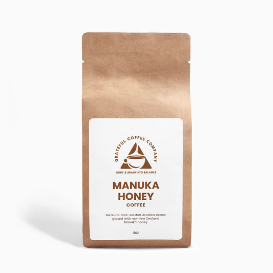 Manuka Honey - Medium/Dark Roasted Coffee - Whole Bean - 4oz